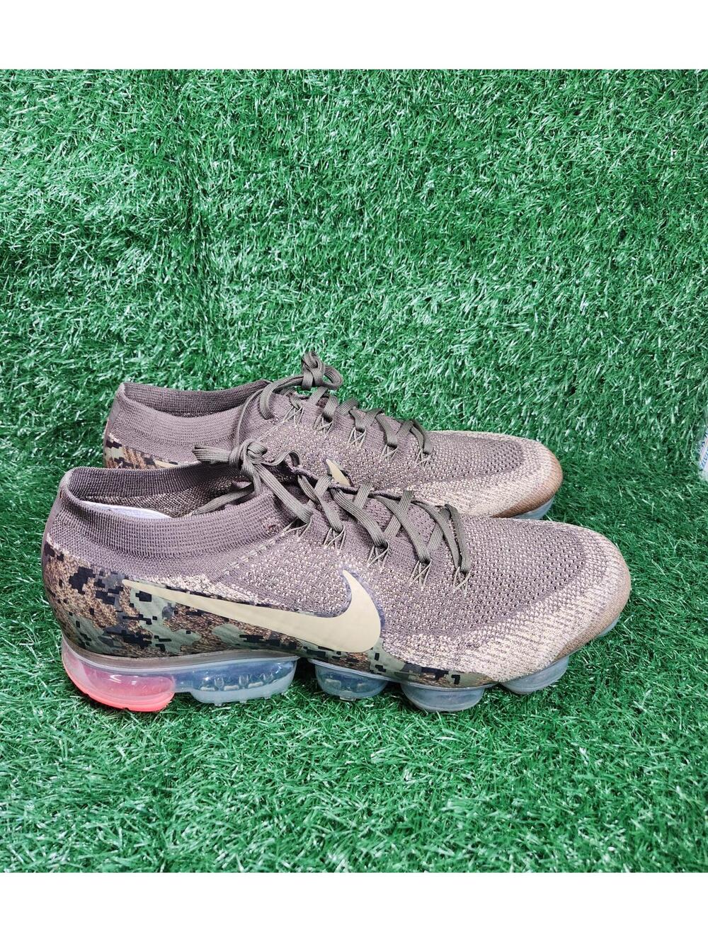 NIKE VAPORMAX AH8447-201 FLYKNIT DIGI CAMO OLIVE/PUNCH 2017 Sz 14 Sneakers Shoes